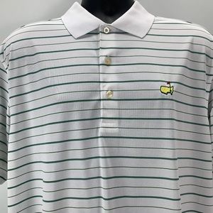 Augusta National Mens Size Large Golf Striped Polo Short Sleeve Shirt White